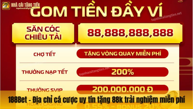 188Bet - Địa chỉ cá cược uy tín tặng 88k trải nghiệm miễn phí